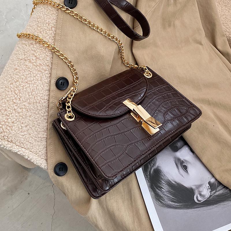 

2021 Stone pattern PU Leather Crossbody Bags Women 2021 Black Hand Bag Women's Trending Chain Shoulder Handbags