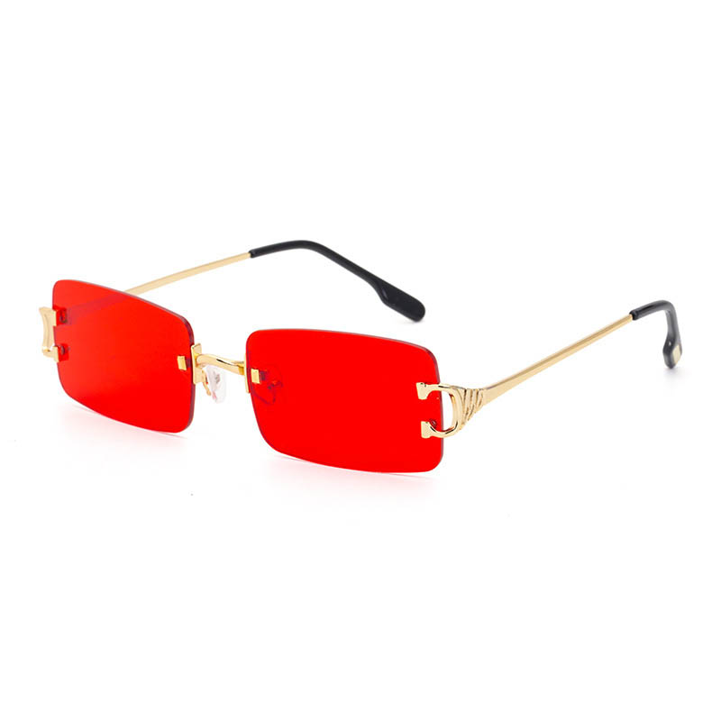 

2021 Rimless Sunglasses Men Fashion Small Box Sun Shade Colorful Lenses 7 Colors UV400 Wholesale