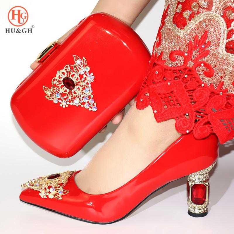 

Red Color Women High Heels Shoes And Bag Set African Women Sexy Wedding Shoes Italy Fashion Lady Matching A Bag1, Black