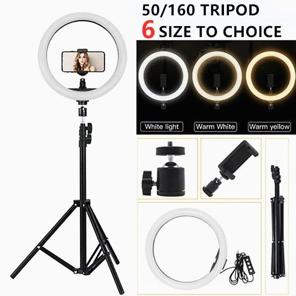 

New Led Ring Light 26cm Light with 50/160cm Tripod Photography LED Selfie with Stand USB Ring Lamp Phone Holder1
