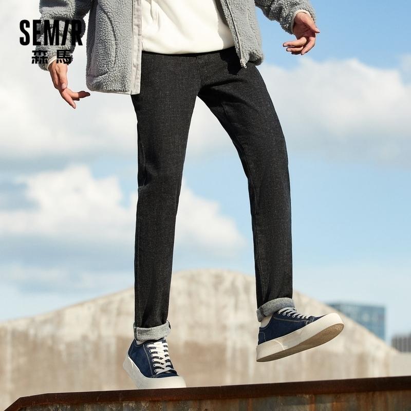 

SEMIR Jeans Men Autumn 2020 New Men Black Straight-Leg Pants Trendy Brand Loose Trousers Boys Pants, Denim black