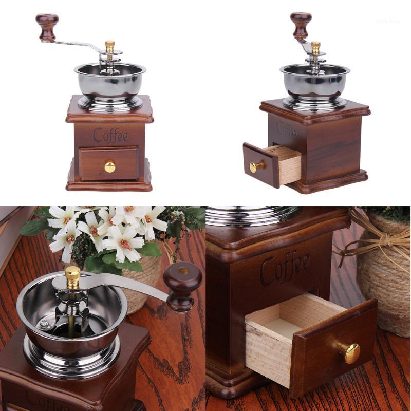 

Classical Wooden Manual Coffee Grinder Hand Stainless Steel Retro Coffee Spice Mini Burr Mill With High-quality Ceramic Millston1