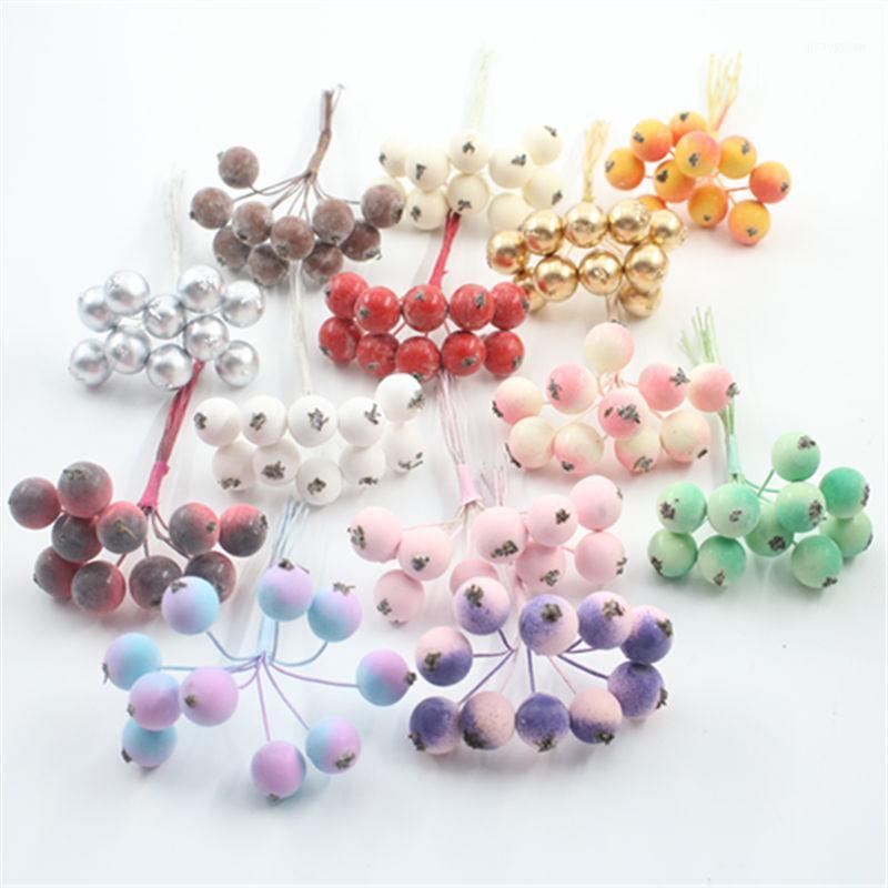 

10pcs rayon mini berry wedding decoration garland gift box DIY scrapbooking decorative flower handmade fake flower1, Pink