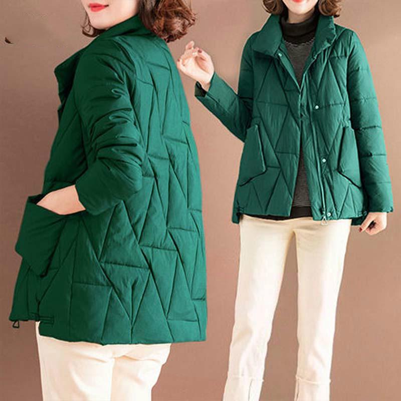 

2021 Women Winter New Casual Cotton Padded Outwear Lady Mid-Long Oversize Plus Cotton Parkas Female Loose Warm Thick Jacket B179, Brown