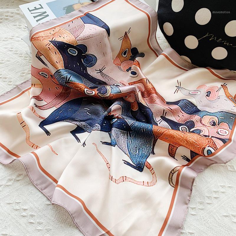 

55*55cm Small Kerchief Hairband Neck Scarf For Women Fashion Print Headband Bag Scarfs Female Square Head Scarves Cute Wraps Red1