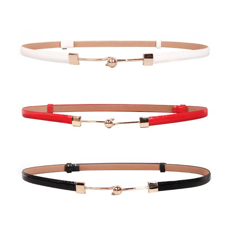 

Belt Chain Dresses Leather Belts For Women Casual Ladies Jean belt decorative thin ball buckle adjusted DREE Accessories K516, Black