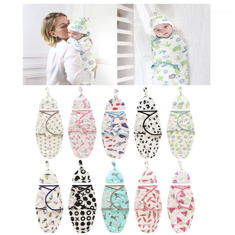 

2pcs/lot Baby Envelope Sleep sack Swaddle Blanket with Cap Newborn Cocoon Wrap Cotton Swaddling Bag Bedding1, Only cap