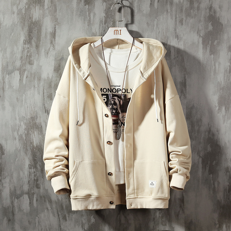 

2021 New Japan Style Casual O-neck Spring Autumn Cardigan Hoodie Sweatshirt Men's Thick Black Hip Hop Pocket Streetwear Clothes 0cds, Hw1980 2