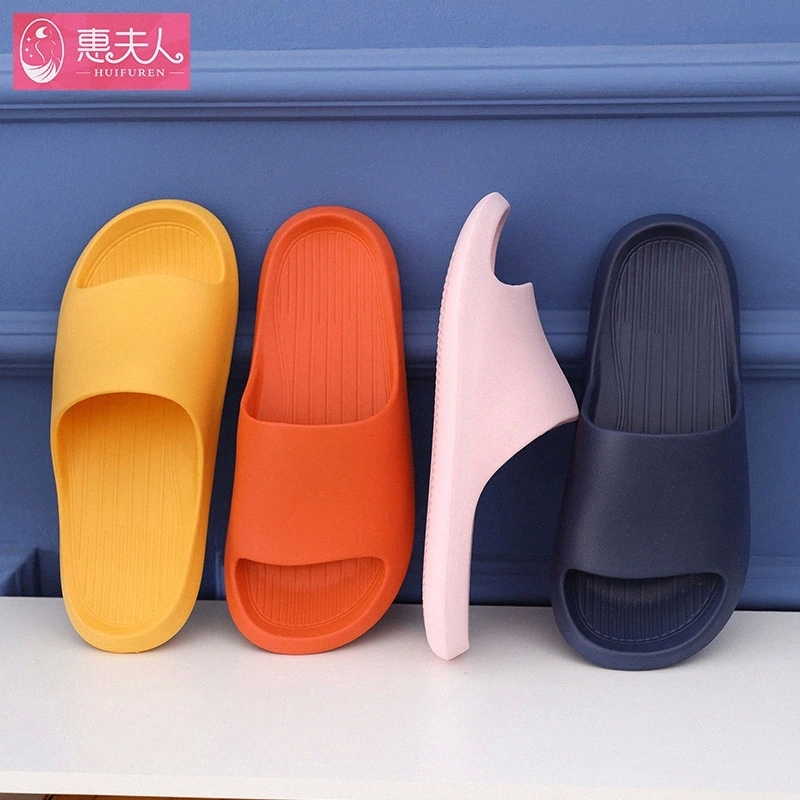 

New Slippers Women Summer Thick Bottom Indoor Home Couples Home Bathroom Non-slip Soft Ins Tide To Wear Cool Slippers #PZ1h, Black