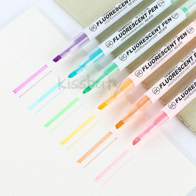 

6PCS/Set Double head Highlighters Light/Deep Color Series 6 Colors Marker Mildliner Highlighters for School& Office Stationery1