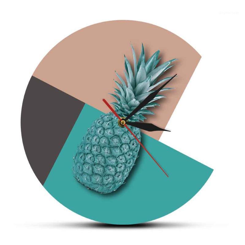 

Pineapple New Nordic Fashion Style Acrylic Wall Hanging Clock Stitching Color Background Minimalist Wall Watch Modern Home Decor1