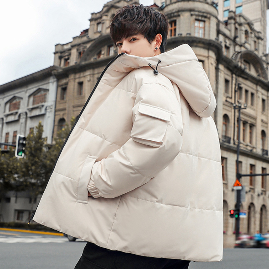 

Short winter hooded couple work cloth white duck down warm et men's fashion brand, Black