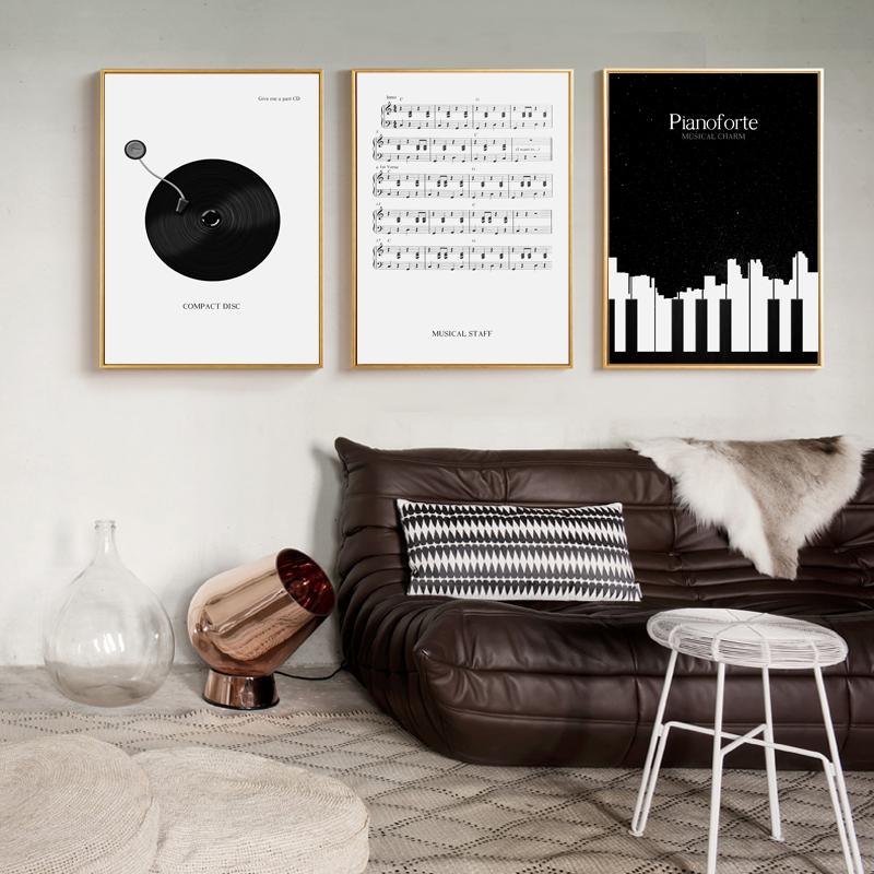 

Black And White Piano Record Music Note Posters And Prints Wall Art Prints Poster Pictures Nordic Home Decoration Paintings