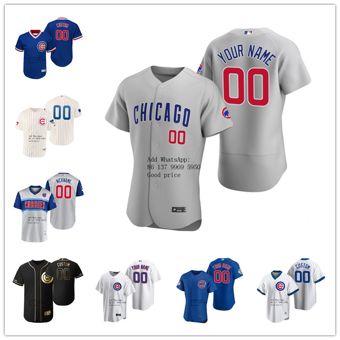 

Custom Men women youth Chicago''Cubs white gray blue Royal Authentic 2020 Alternate Jersey