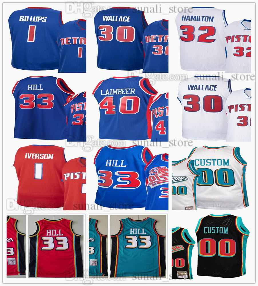 

Custom Retro Basketball Richard Hamilton 32 Jerseys Allen Iverson 1 Bill Laimbeer Grant Hill 33 Rasheed Wallace 30 Dennis Rodman 10 Isiah Thomas 11 Chauncey Billups, New grey