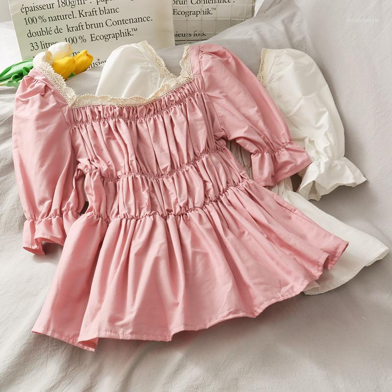 

Off Shoulder Floral Print Short Sleeve Chiffon Blusas Mujer De Moda 2020 Blouse Short Shirt Summer Popular Women's Folds Blouse1, Pink