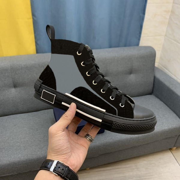 

2021 Top Quality Casual Shoes cd High Top Sneakers Oblique Trainers Embroidery Printed Alphabet Canvas Shoe Women Men Stylist Shoes 35-45, Black