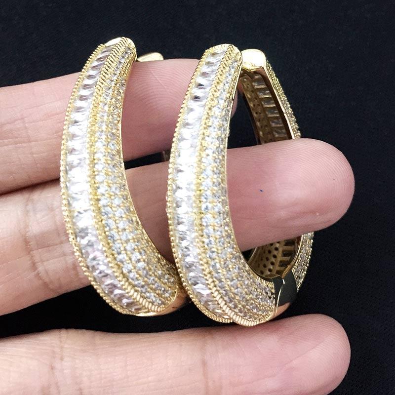 

ModemAngel Luxury Twist Braided Lines Multicolor Micro Cubic Zirconia Pave Women Wedding Bridal Party Engagement Earring