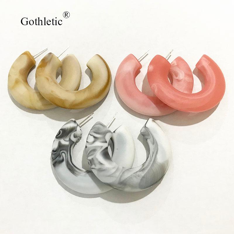 

Gothletic 2prs/pack 47mm Flat Hoop Earring MaFinish White Beige Pink Acrylic Hoop Earrings for Women Brincos Fashion Jewelry
