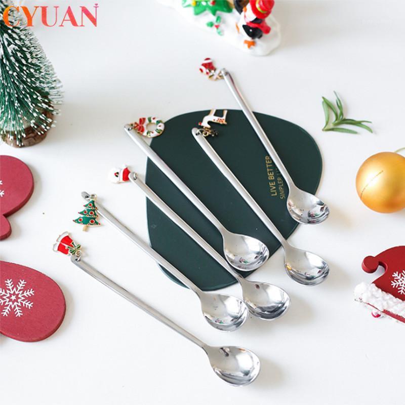 

Stainless Christmas Spoon Xmas Gifts 2020 Christmas Ornaments Kerst Home Decor New Year 2021 Table Decoration Noel1