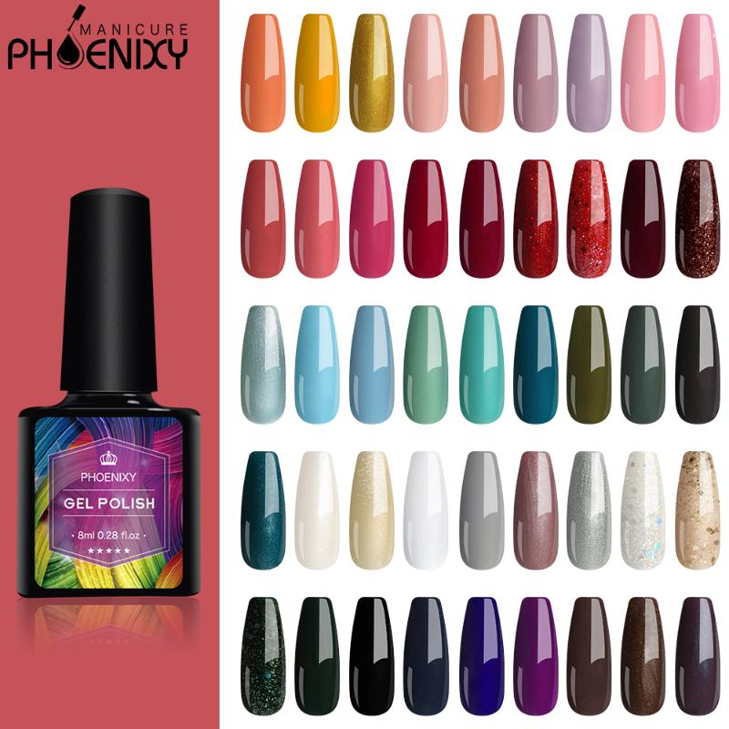 

PHOENIXY 8ml Gel Nail Polish For Nail Art Manicure UV LED Lamp Varnishes Base Top Coat Gel Soak Off Polish Varnish, 080