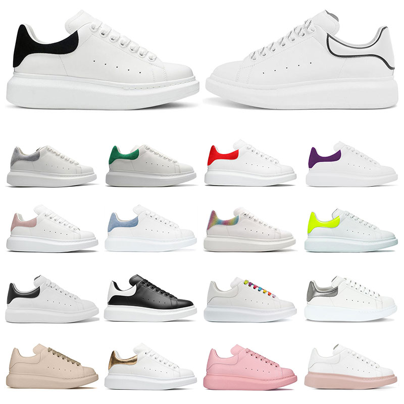 

Hot mens platform sneakers Reflective white leather black red navy blue purple suede shoes womens comfortable flat fashion trainers 36-45, 21