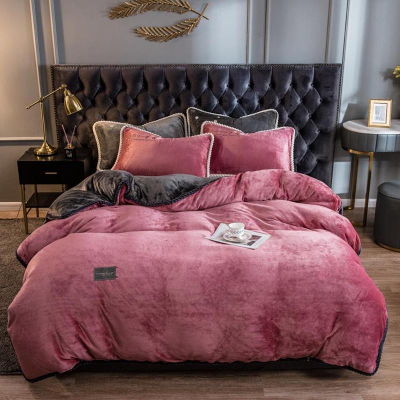 

Home Textiles Red Winter Flannel Quilt Cover 1pcs PillowCase Thicken Bedding Sets 4pcs Soft Warm Coral Fleece Sheet, 10