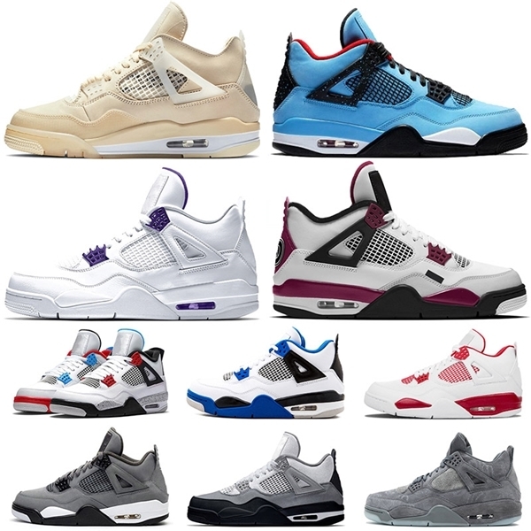 

NEW sail 4 PSGs 4s Travis Scotts Jumpman Alternate Retro womens Mens Basketball Shoes RUSH VIOLET What The Cool Grey Sneakers size 13