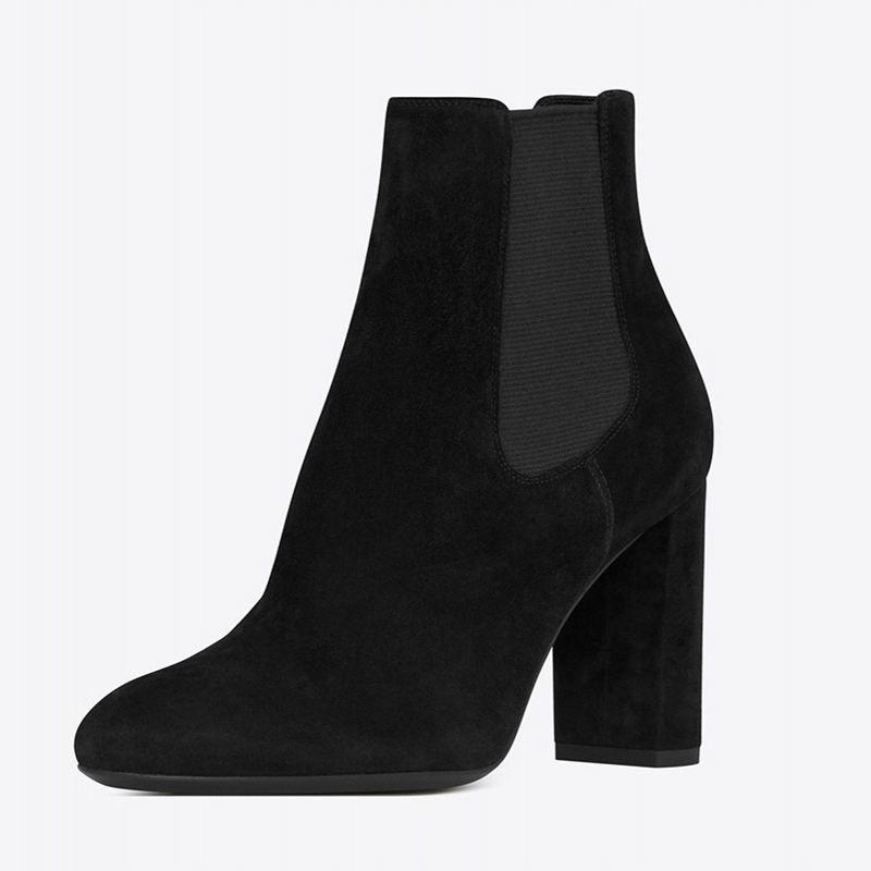 

nova 2020 qualidade superior mido camura de couro woemn quadrado saltos altos meados botas para as mulheres dedo do p redondo RNJN