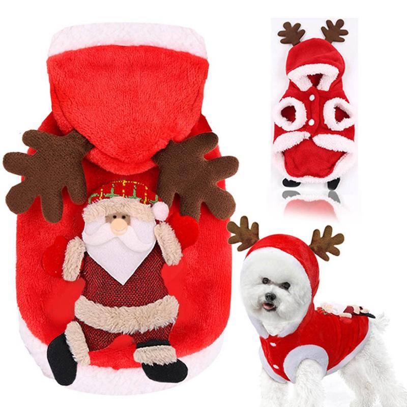 

Christmas Pet Clothes Christmas Deer Cosplay Pet Dog Cat Costume Tree Santa Claus Pattern Puppy Coat Small Dog Sweater, H02-xs