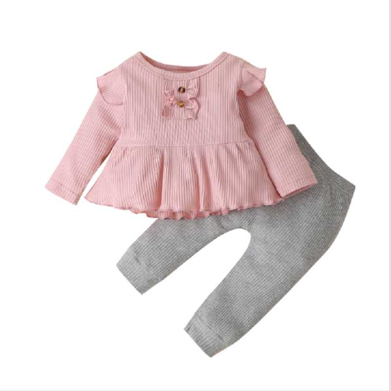

Autumn Newborn Baby Girl Clothes Set Pink Tops Floral Print Pants Headband Cute Infant Toddler Clothing 0 3 Months Outfits