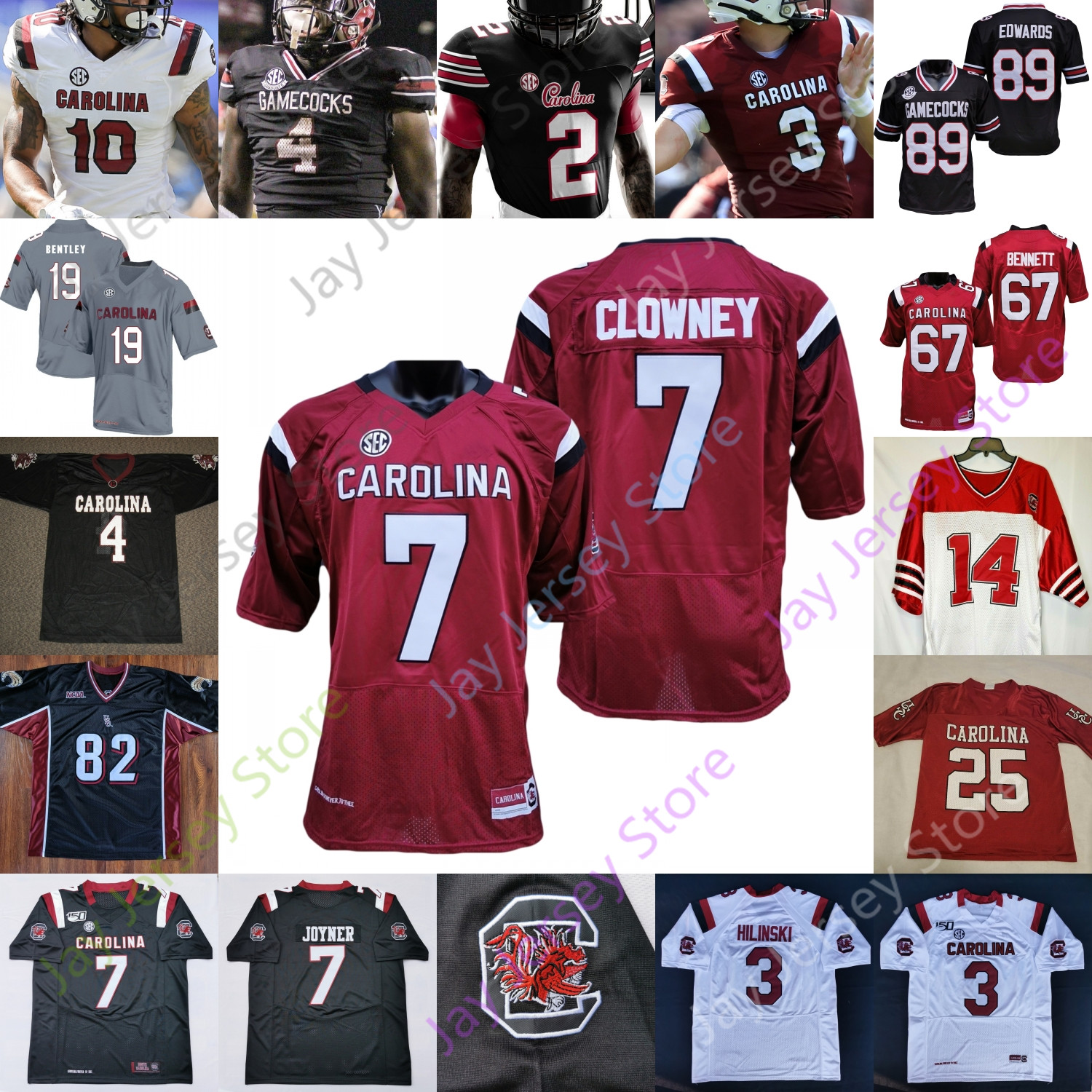 

South Carolina Gamecock Football Jersey NCAA College R.J. Roderick Ernest Jones Horn Brunson Samuel Roland Shaw Bentley Lattimore Davis, Grey i