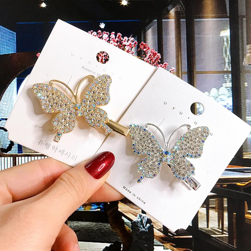 

New Fashion Crystal Butterfly Barrettes For Women Gold Silver Color Hairpins Clips Girls Hair Accessories Korean Wedding Jewelry