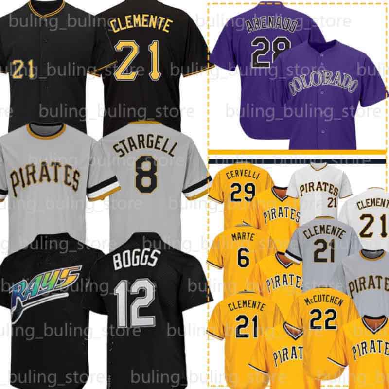

21 Roberto Clemente Jersey 8 Willie Stargell 28 Nolan Arena 12 Wade Boggs 22 Kevin Newman 27 Kent Tekulve Starling Marte Baseball Jerseys, Fugu(haidao)