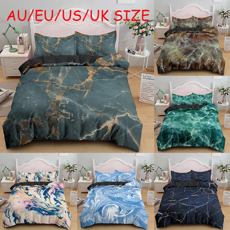 

3D Luxury Marble Parttern 2/3Pcs Duvet Cover Set and Pillow Case Bedding Sets US/EU/UK/AU Single  Full Queen King Size, H383