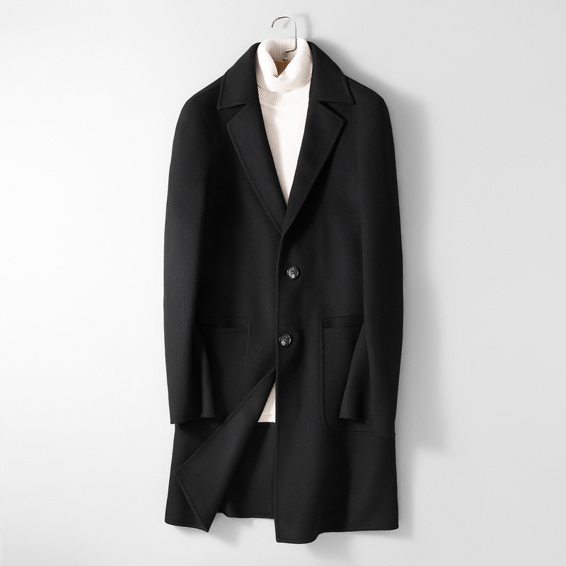 

2021 New Mens Dual-face Ion Long Men's Coats Rough Autumn Business Ln.*blends Plus Size M-3xl 5TFT, Navy blue.