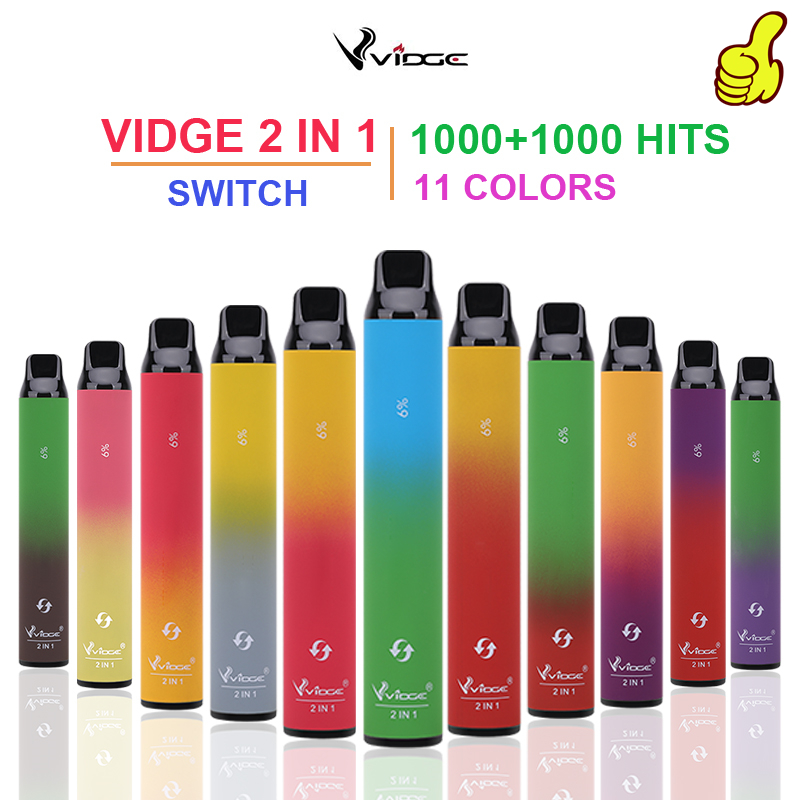 

2021 Newest Vidge 2 IN 1 Disposable Vape Pen 950mAh Battery 1000+1000Puffs 8ml Prefilled Oil With CE and ROHS Certification Vs Bang XXL