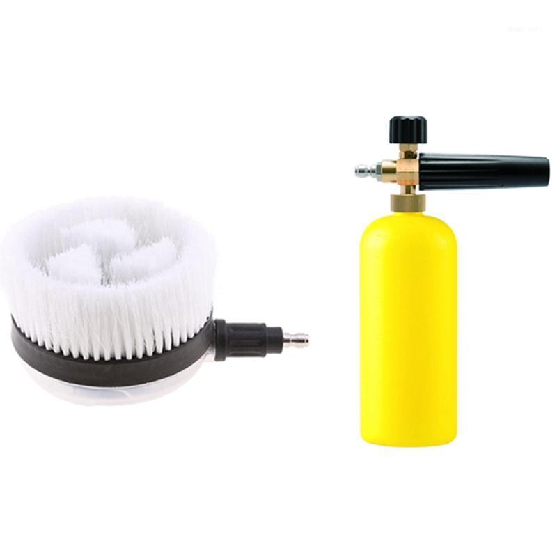 

1pcs Car Wash Foam watering can with 1/4 Inch Quick Connector & 1pcs Car Wash Brush Automatic Rotation Washer Brush1
