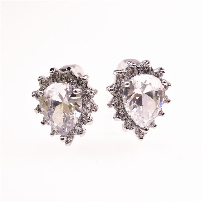 

INALIS Romantic Water Drop Shaped Wedding CZ Earrings for Women Gift With 1 Circle of 1MM Top + Cubic Zirconia Earring I0340