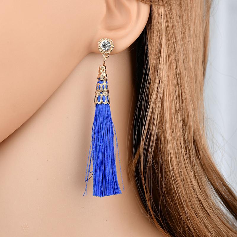 

Vintage Ethnic Long Tassel Earrings Women Fashion Brand Jewelry Geometric Alloy Plating Simple Bohemia Dangle Drop Earrings
