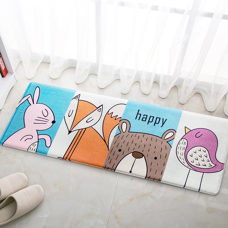 

Lovely Happy Animal Carpet Entrance Floor Rug Kitchen Long Carpet Non-slip Soft Baby Mat Cartoon Bedroom Living Room Decor, As pic