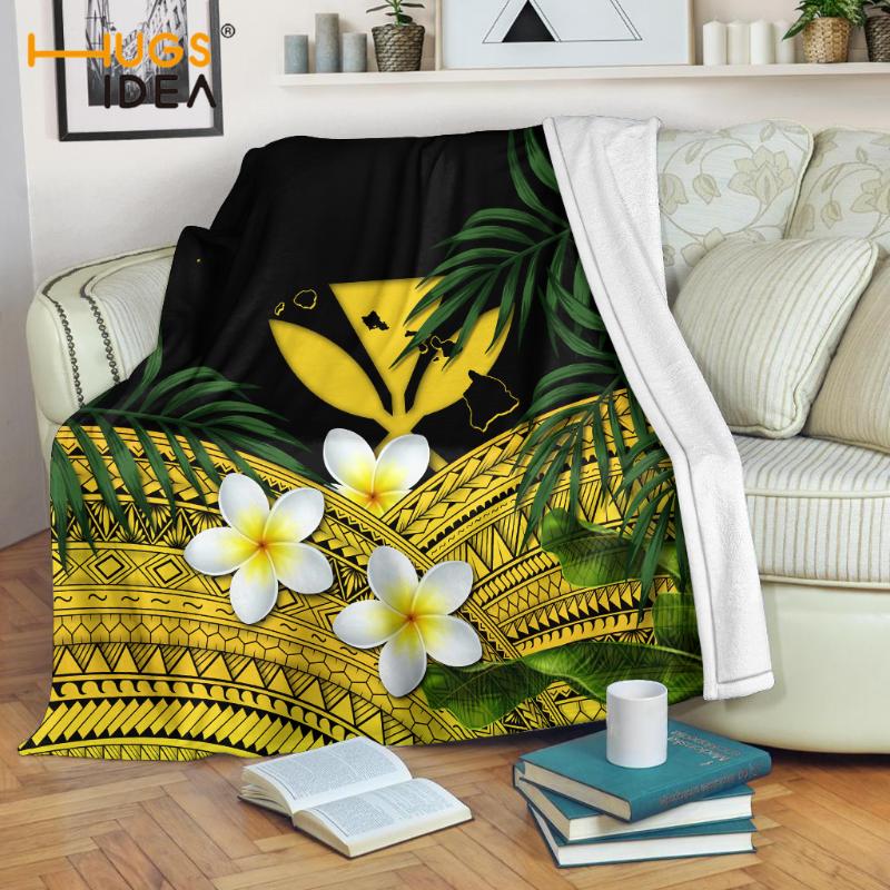 

HUGSIDEA Blanket Super Soft Warm Tribal Pattern Hibicus Flower Warm Micro Plush Fleece Blanket Throw Rug Sofa Bedding