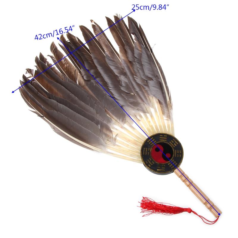 

Ancient Chinese Zhuge Liang Black Feather Hand Bamboo Fan Decoration Dance