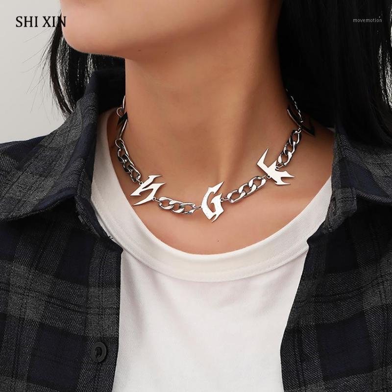 

SHIXIN Punk Chunky Short Choker Necklace Colar for Women/Men Hip Hop Stainless Steel Chain Necklace Egirl Statement Neck Jewelry1