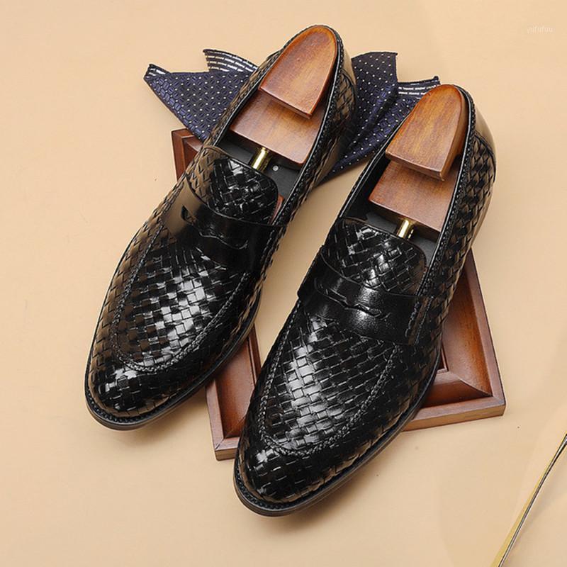 

2020 dress shoes mens formal shoes genuine leather oxford for men italian black wedding slip on leather brogues1