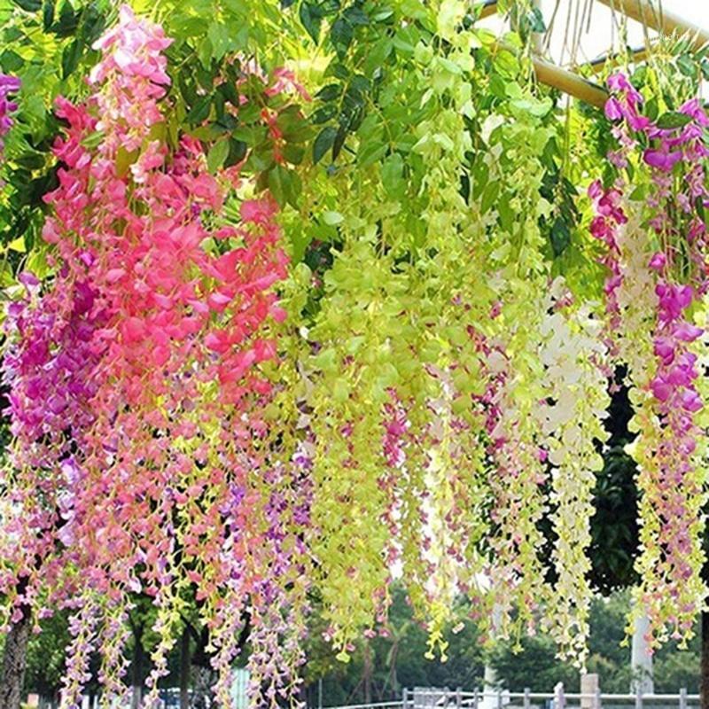 

1Pcs Artificial Wisteria Silk Flower head 110cm Vine DIY crafts Simulation art flower Fake leaves Wedding Home Decoration1, Green