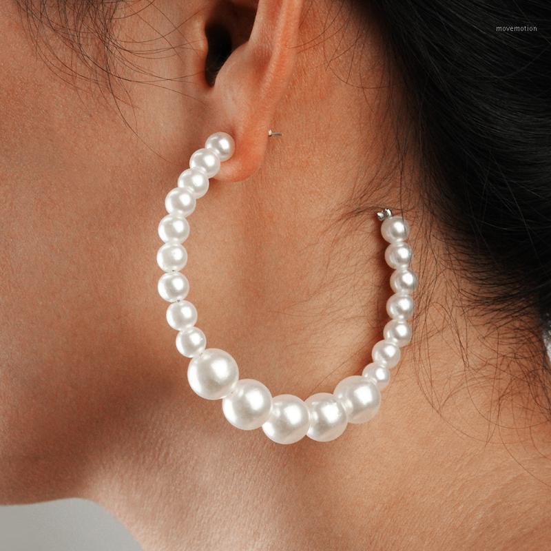 

Luxury Imitation Pearl Hoops Earrings Fashion Big Stud Earring For Women Creole Jewelry Pendientes Aros1