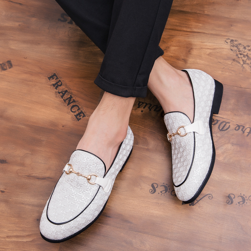 

2020 New Cross-Border 2020 Autumn New Mens British Style Personalized Leather Shoes Casual Slip-on Gommino Fashion Shoes, White