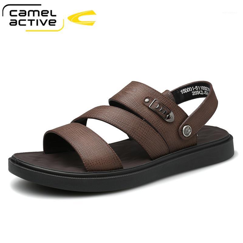

Camel Active New Summer Beach Shoes Fashion Designers Men Sandals Cow Leather Slippers For Men Slip On Casual Shoe1, Black