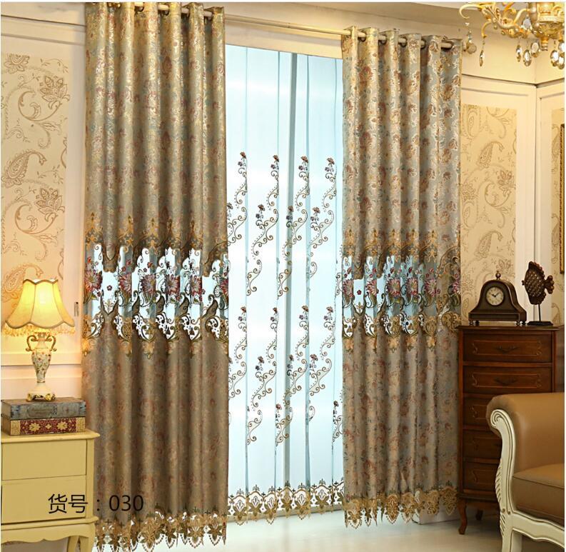 

Luxury gold Embroidery Blackout Window Curtains For Living room Bedding room Europrean Golden Cortinas para sala, Tulle curtain